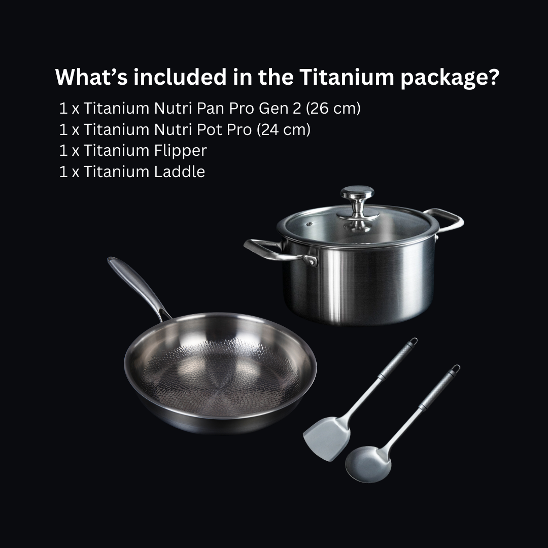 (4 Pcs Bundling) Titanium Pan & Pot Cookware Set